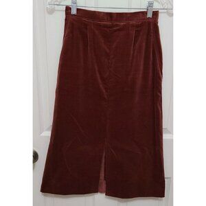 Vtg 70s Bronson of California Midi Skirt Rust Red Velvet Cottagecore Folk Sz 5/6
